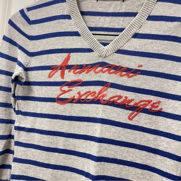 A/X Armani Exchange Y2K Sequin Striped Sweater Grey Blue - Picture 4 of 13